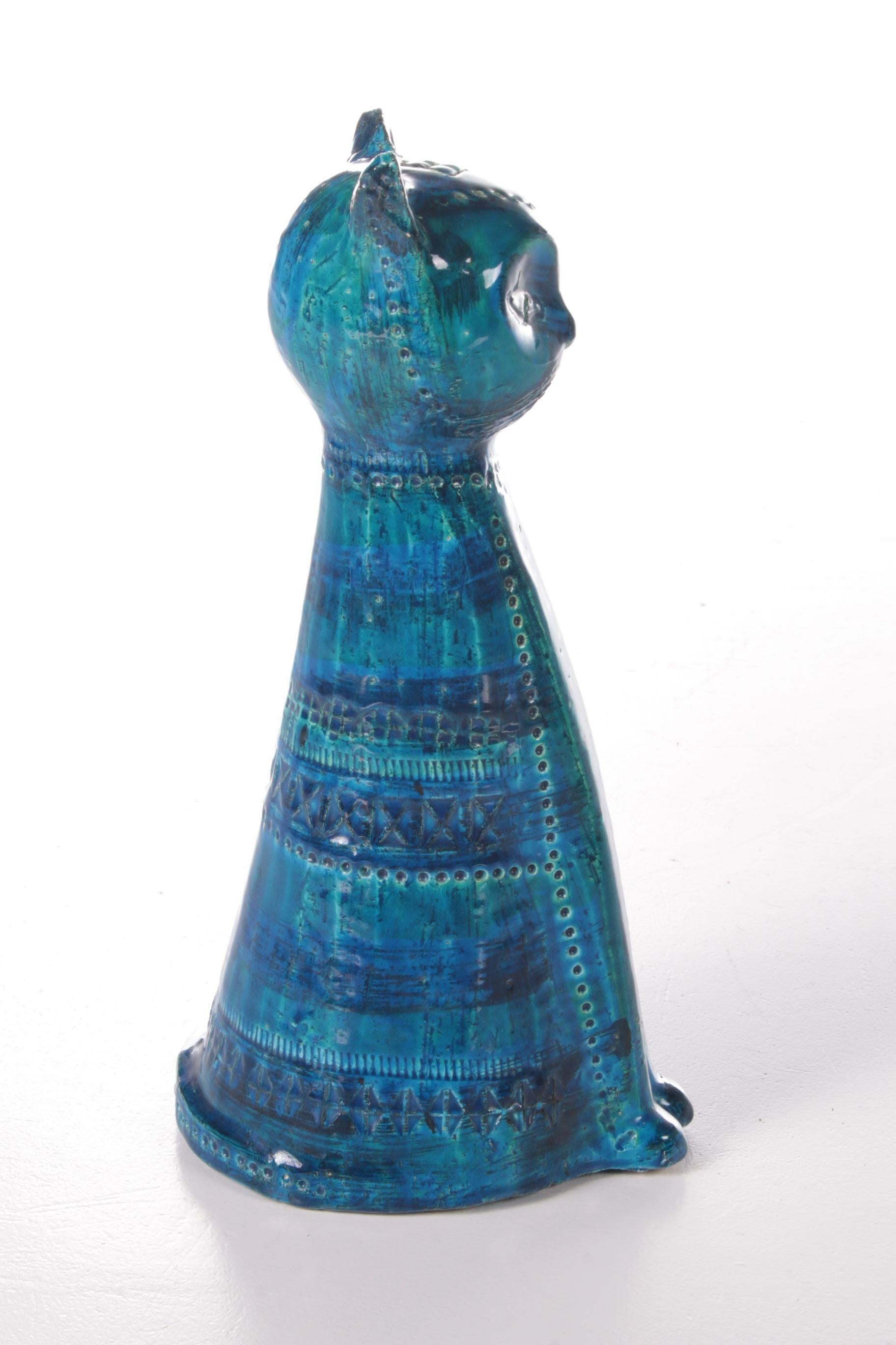 Gato azul de Rimini de cerámica de Aldo Londi, 1960 mediados del siglo XX en venta