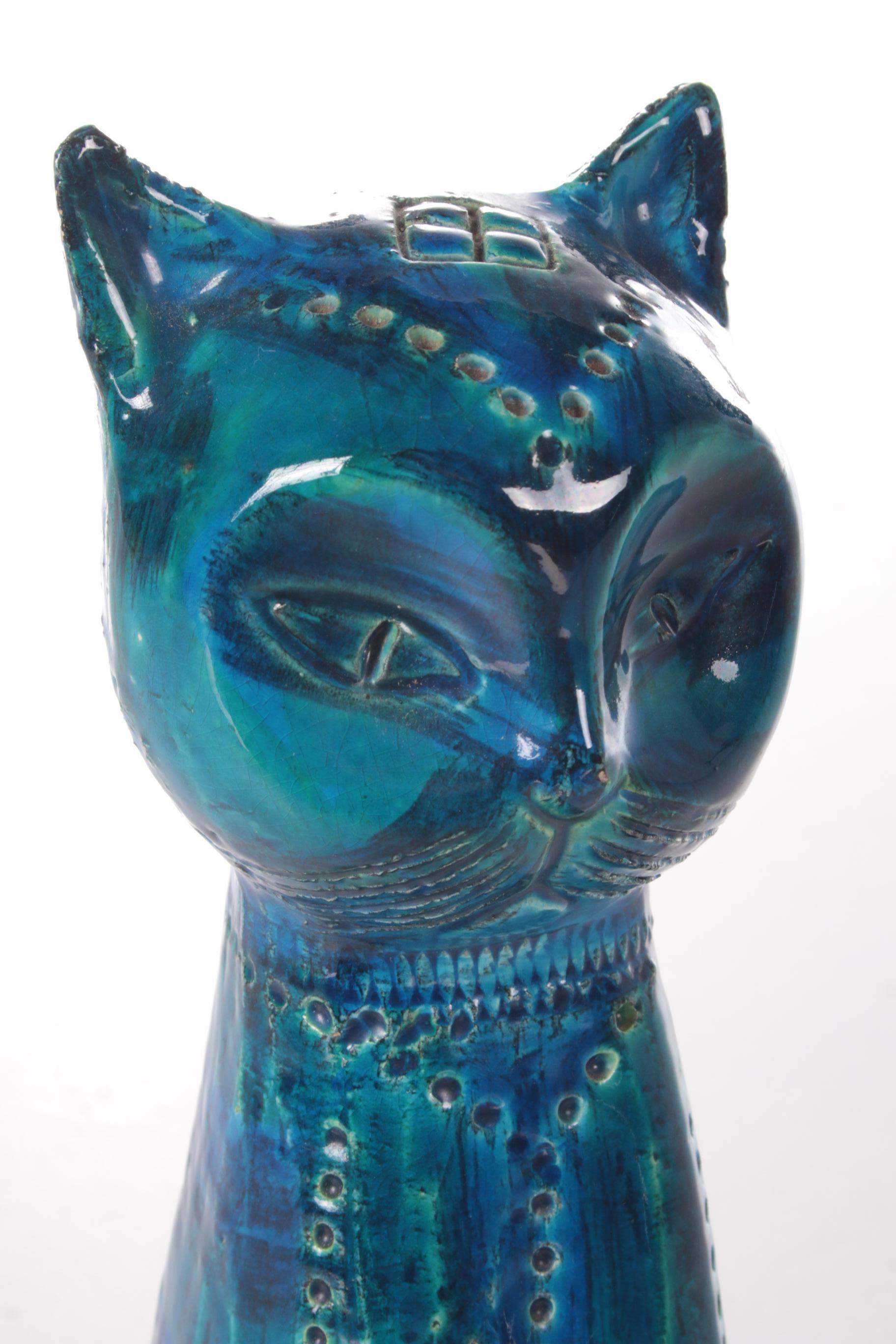 Mid-20th Century Rimini Blue Cat Made of Ceramics by Aldo Londi, 1960 For Sale