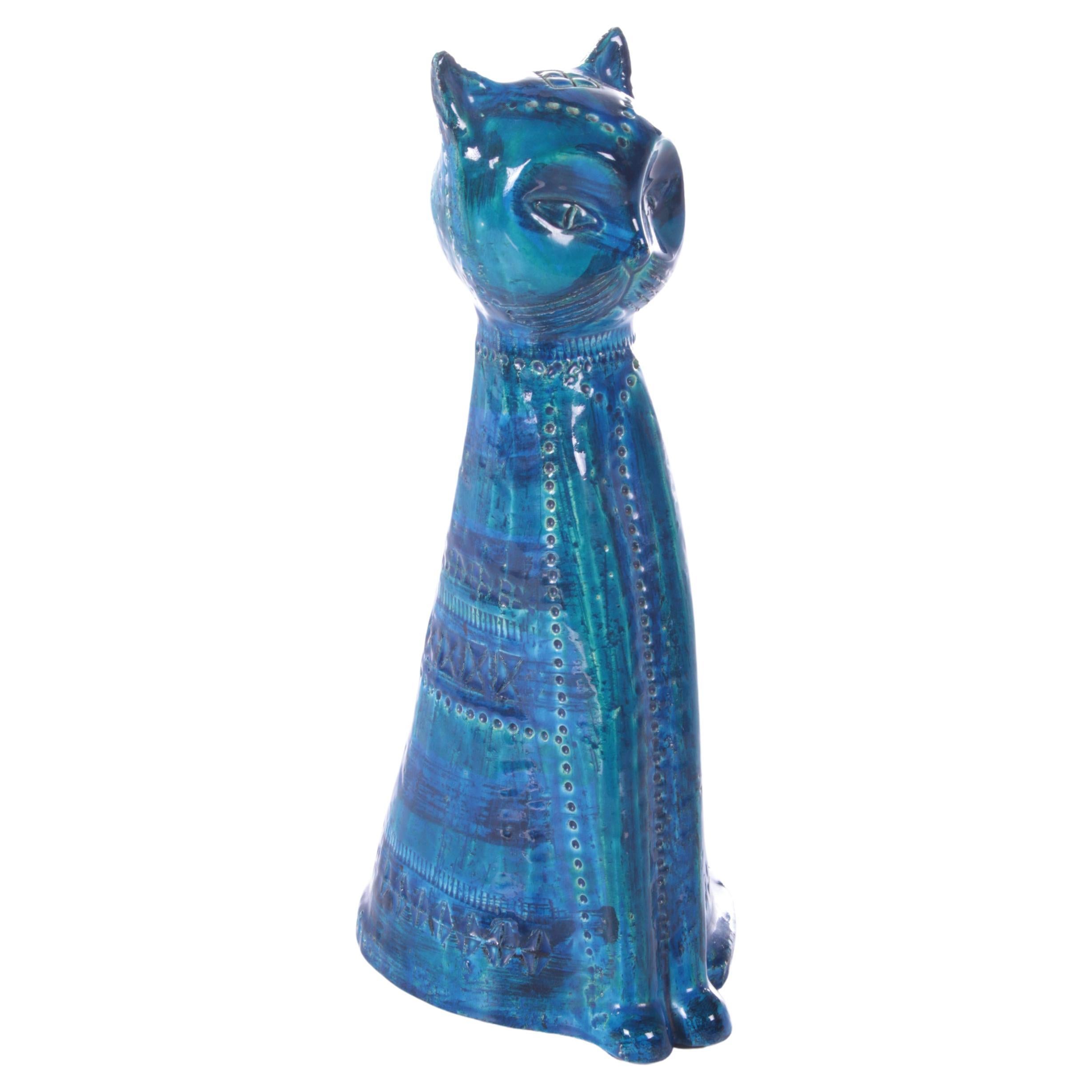 Rimini Blue Cat Made of Ceramics by Aldo Londi, 1960 For Sale