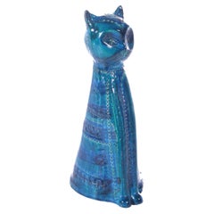 Rimini Blaue Katze aus Keramik von Aldo Londi, 1960