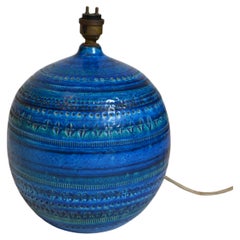 Rimini Blue Ceramic Table Lamp Attributed to Aldo Londi for Bitossi