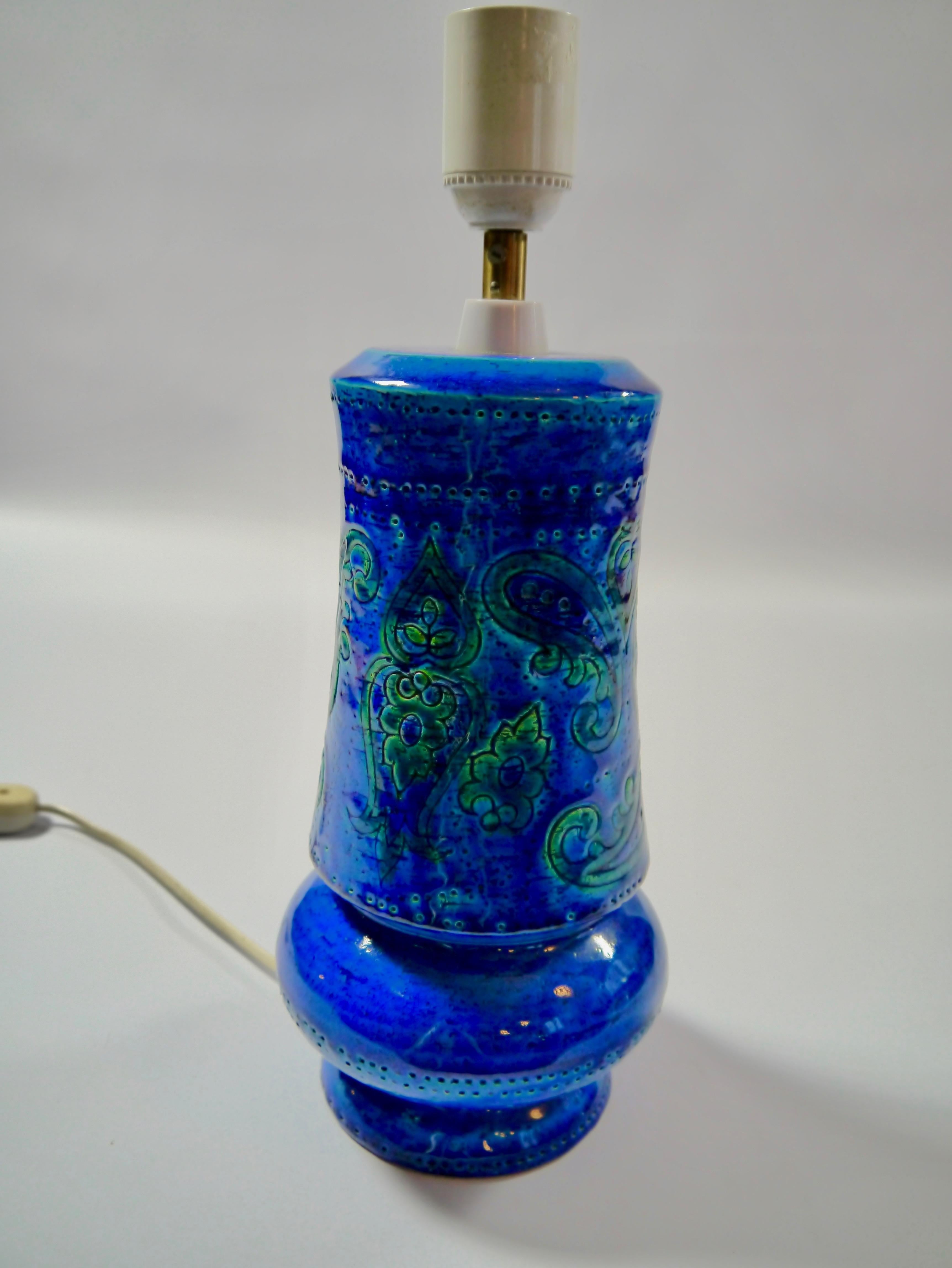 Italian Rimini Blue Ceramic Table Lamp by Aldo Londi for Bitossi, Italy, 1960s
