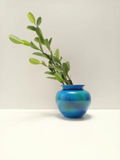 Jarrón de cerámica azul Rimini de Aldo Londi para Bitossi e Italica Ars, Italia Años 70