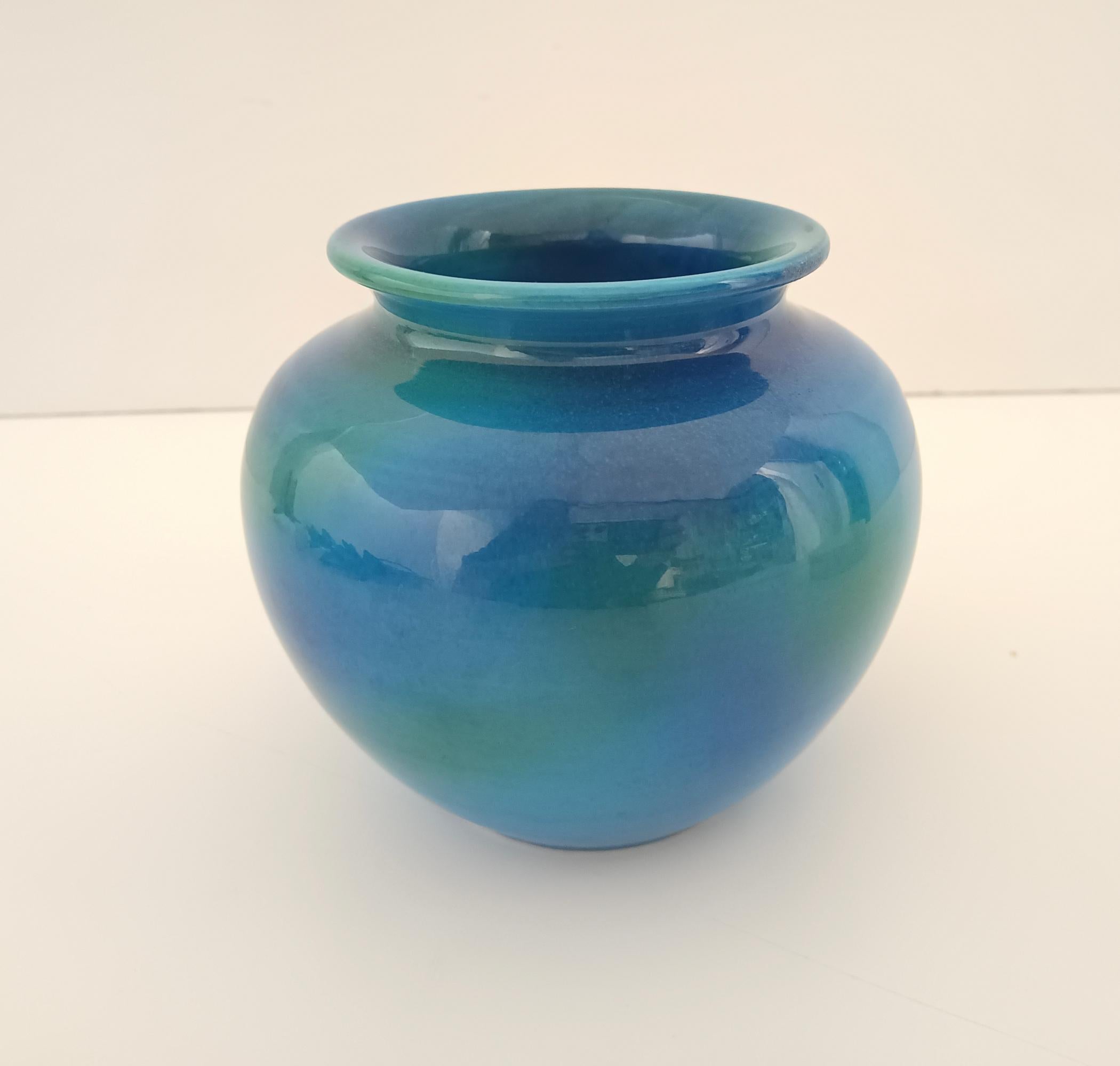 Rimini Blue Ceramic Vase by Aldo Londi for Bitossi and Italica Ars, Italy 1970s For Sale 1