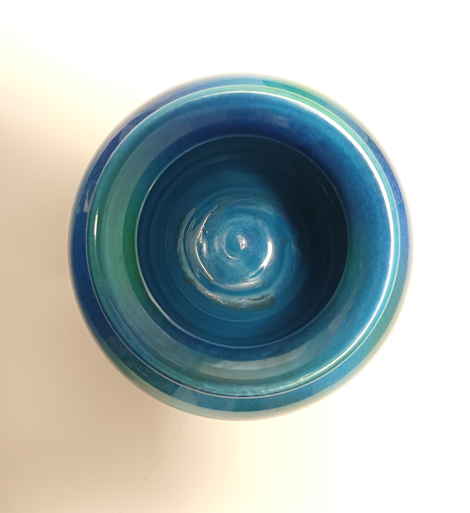 Rimini Blue Ceramic Vase by Aldo Londi for Bitossi and Italica Ars, Italy 1970s For Sale 2