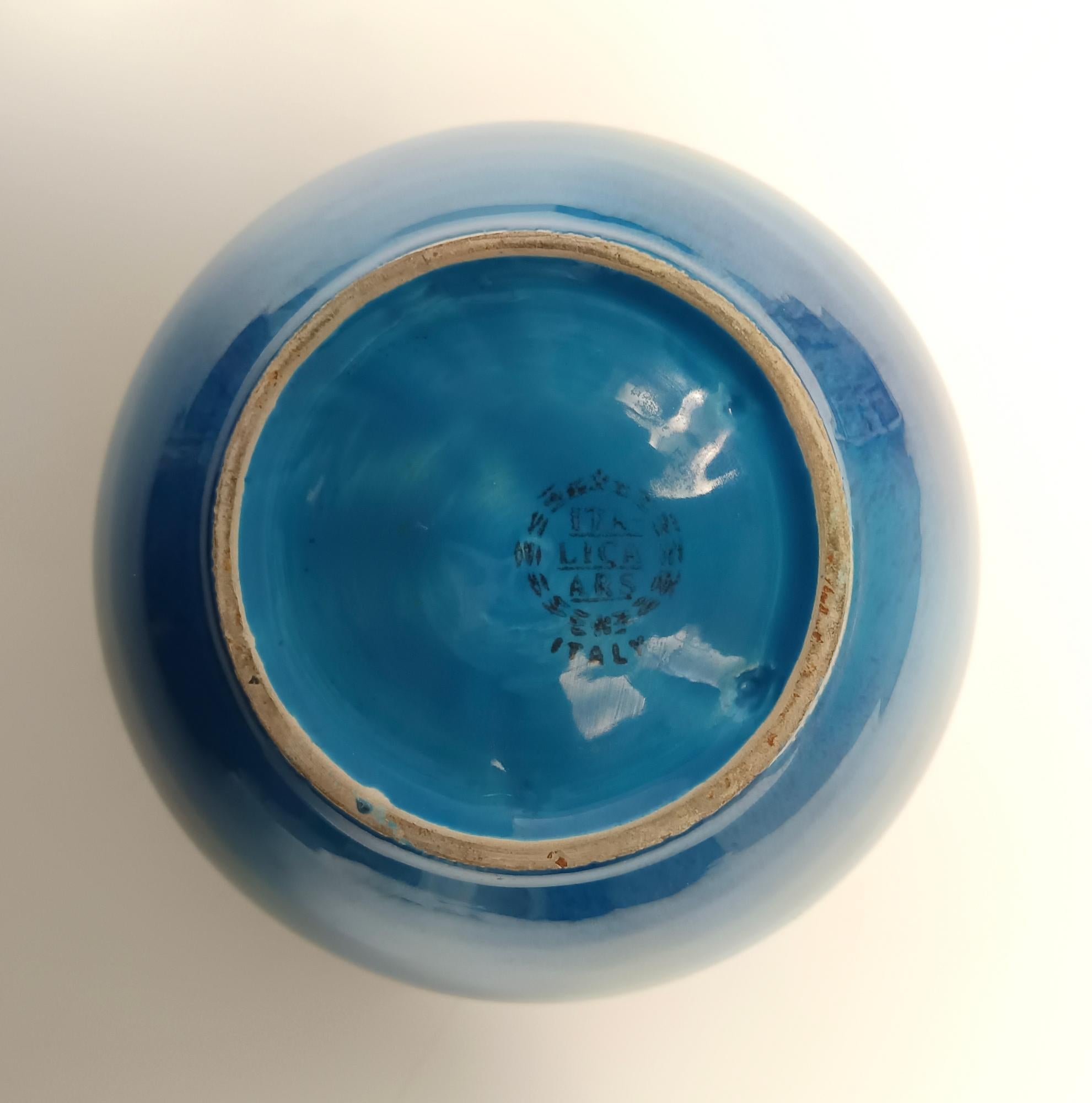 Rimini Blue Ceramic Vase by Aldo Londi for Bitossi and Italica Ars, Italy 1970s For Sale 3