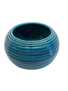 Rimini Blue Color Horizontal Rib Vase, France, Mid Century