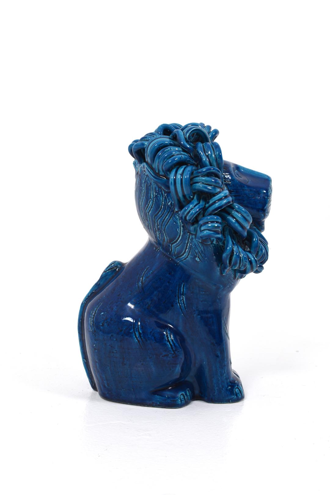 Rimini Blue Lions by Aldo Londi for Bitossi, Italy, Set of 2 In Good Condition In Göteborg, SE