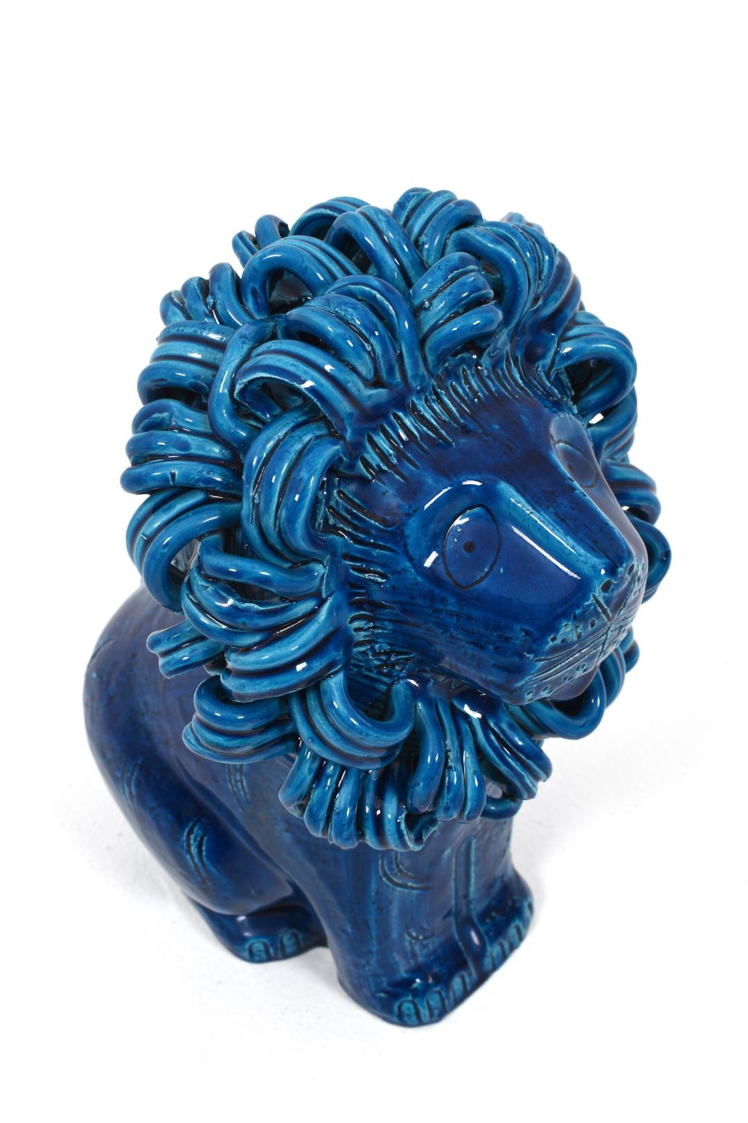 Ceramic Rimini Blue Lions by Aldo Londi for Bitossi, Italy, Set of 2