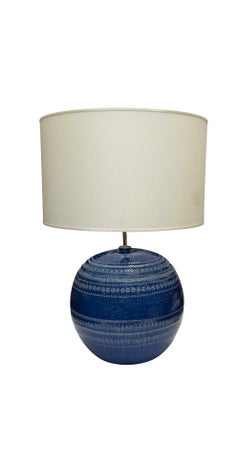 Mid Century Bitossi Ceramic Table Lamps, Rimini Blue, Italy, Pair, 28"