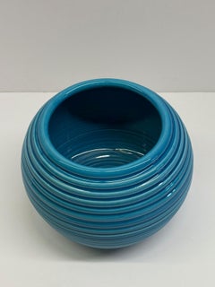 Rimini Blue Round Horizontal Rib Vase, Italy, Mid Century