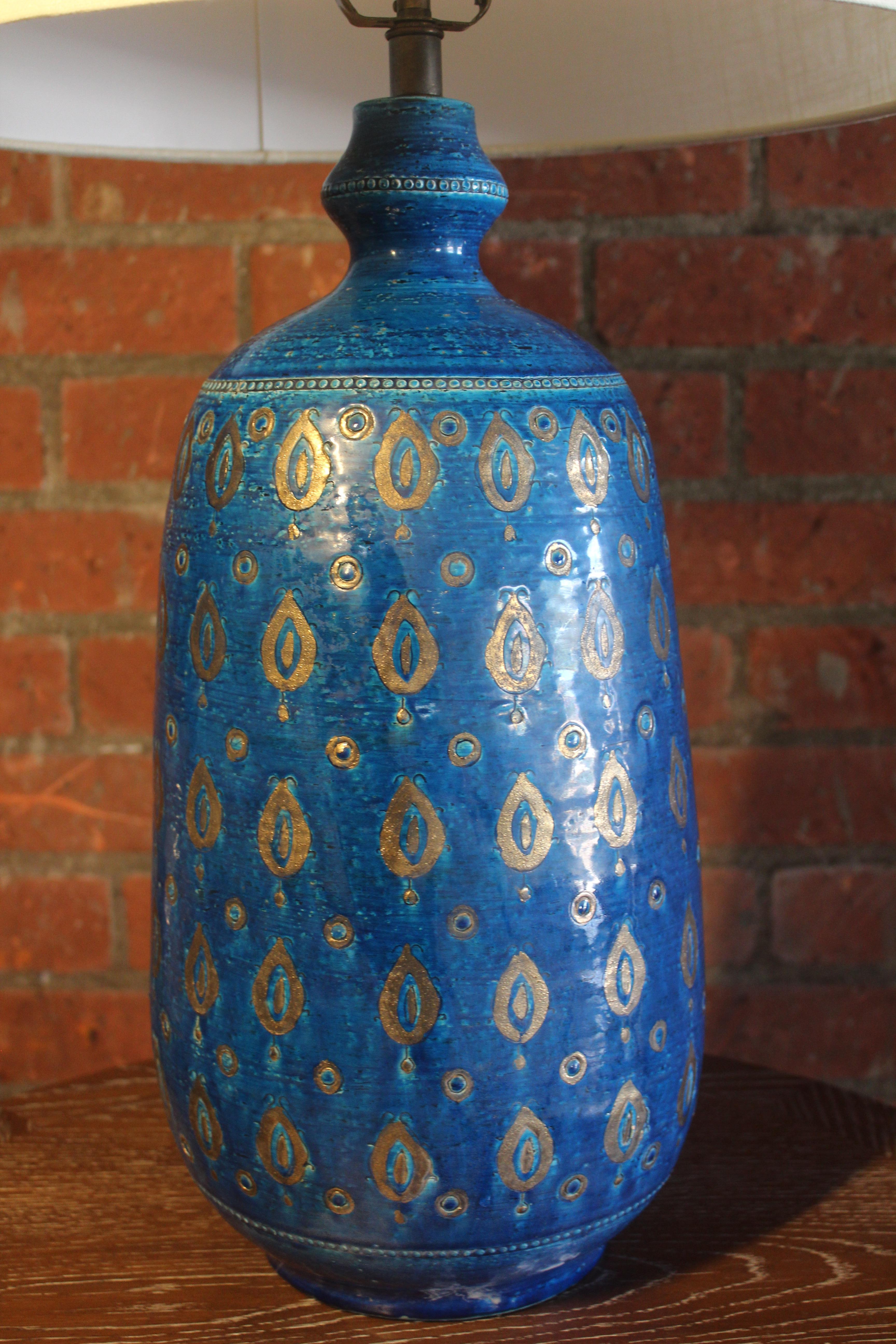 Mid-20th Century Rimini Blue Table Lamp by Aldo Londi for Bitossi, Italy, 1960s