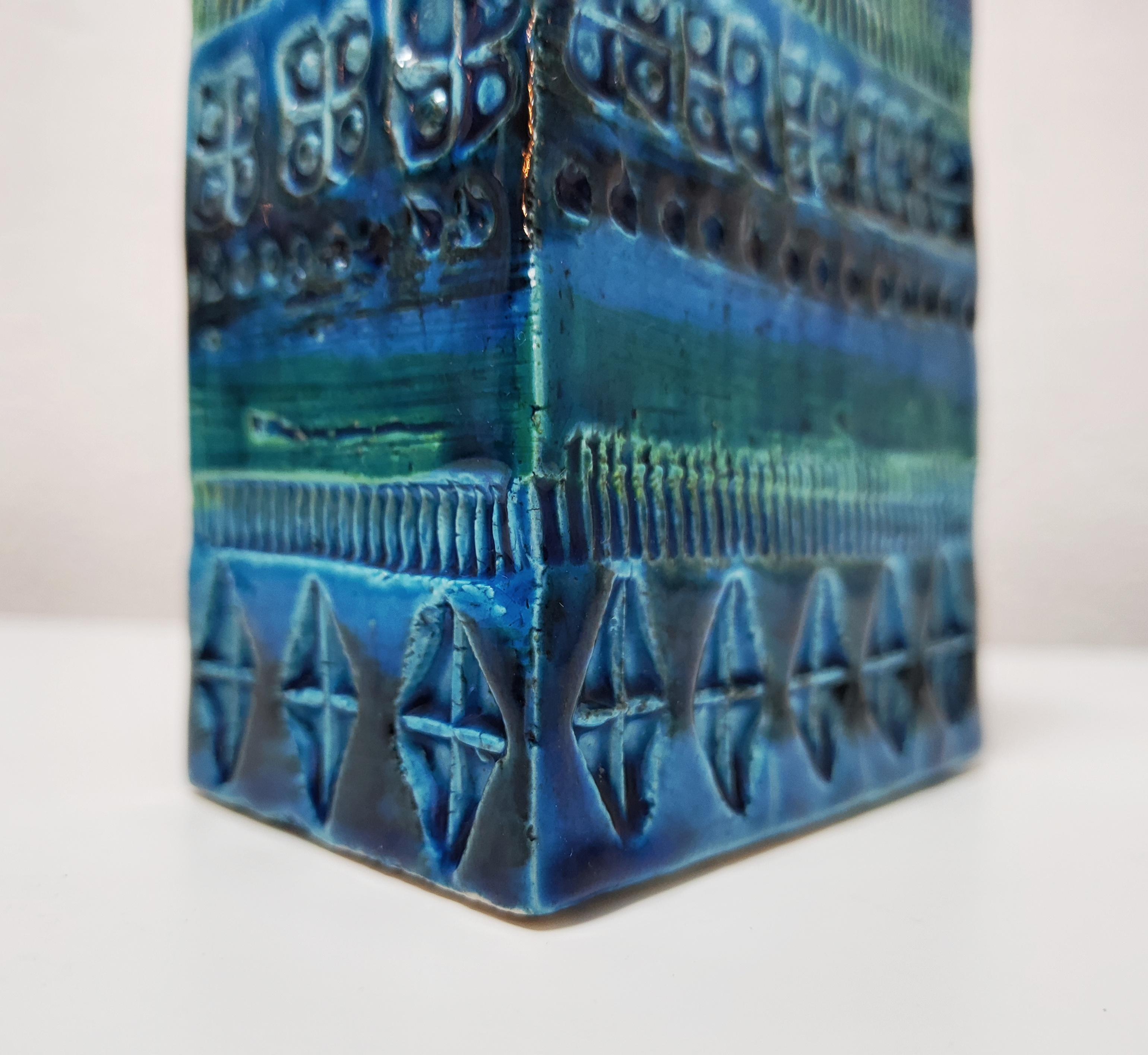 Blaue Rimini-Vase, entworfen von Aldo Londi für Bittossi Ceramics, Italien 1970er Jahre (Italienisch) im Angebot