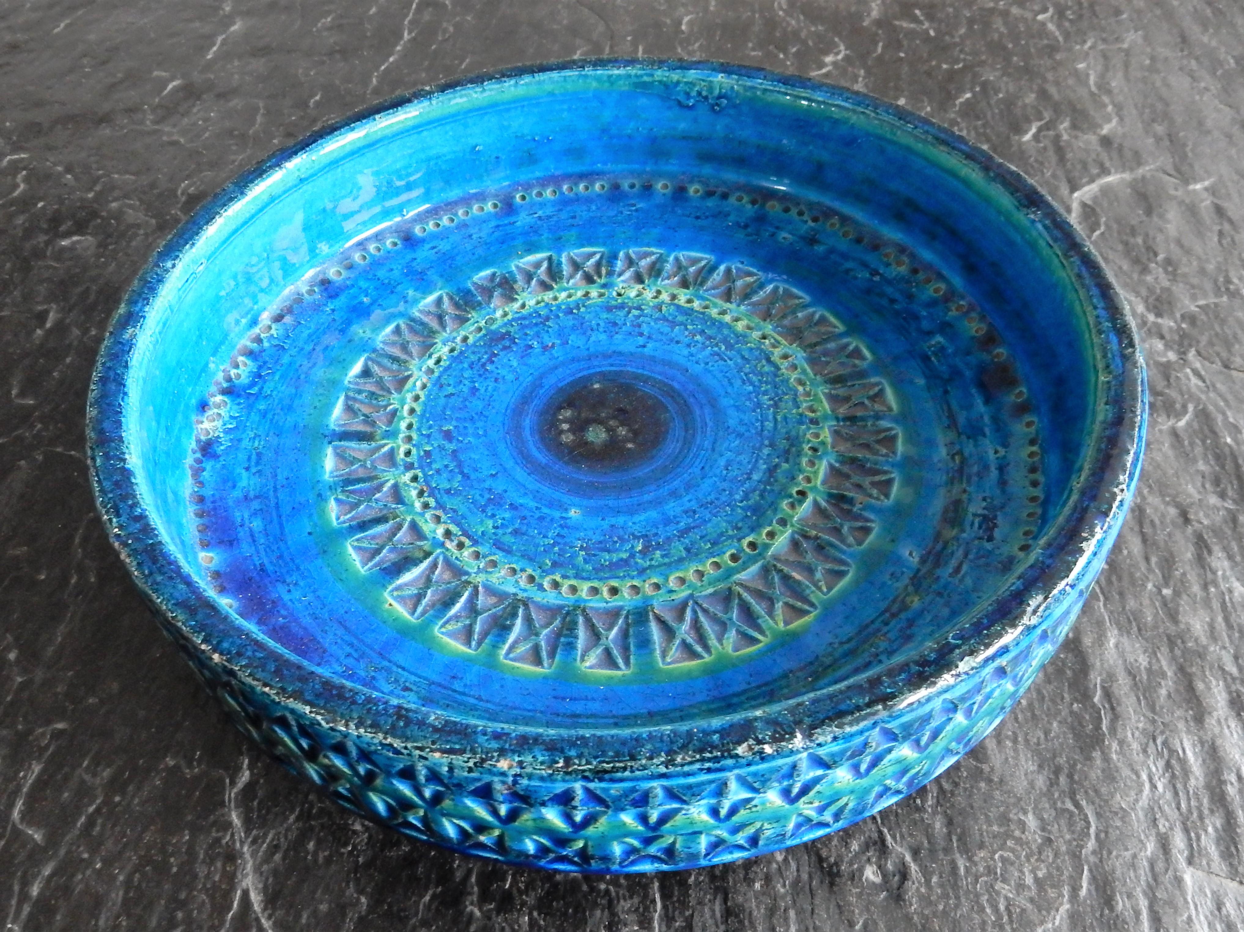 Mid-Century Modern 'Rimini Blu'series Ceramic Bowl by Aldo Londi Rimini for Bitossi, Italy, 1960s