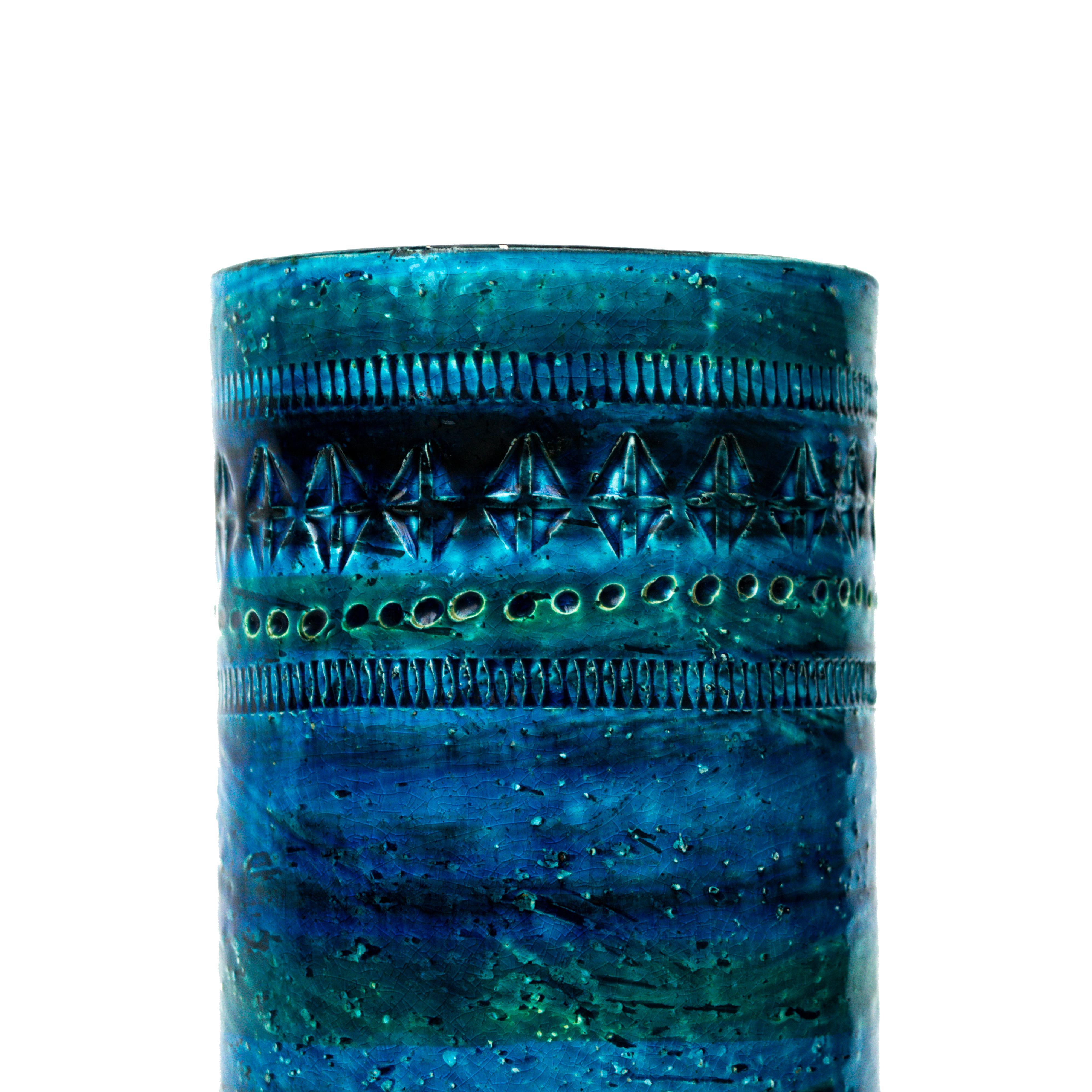 Mid-Century Modern Rimini Cylindrical Ceramic Vase by Aldo Londi for Bitossi For Sale