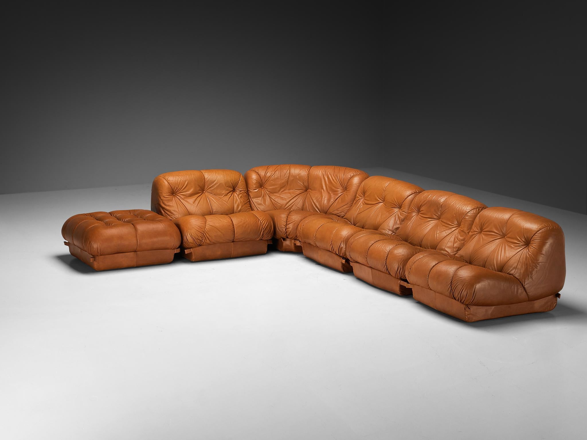 Rimo Maturi for Mimo Padova Sofa Model ´Nuvolone´ in Brown Leather In Good Condition In Waalwijk, NL