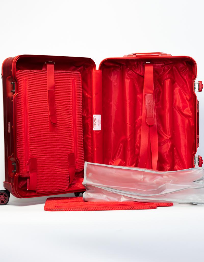 Red Rimowa X Supreme Carry On Luggage