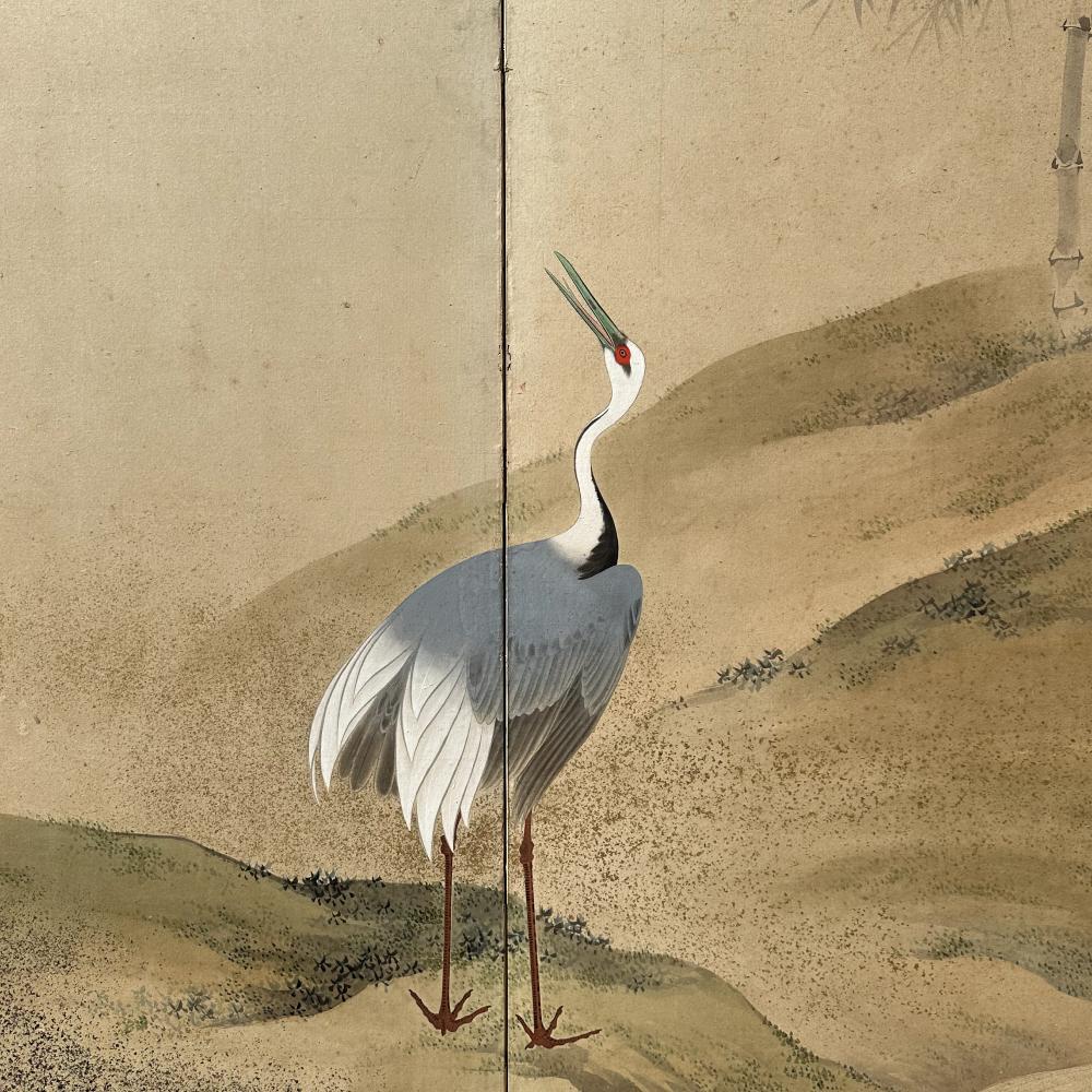 Rimpa School crane screen by Yamamoto Koitsu
 

Period: late Edo
Size: 348 x 175 cm (137 x 69 inches)
SKU: PTA110
 
Immerse yourself in the timeless beauty of Japanese artistry with our latest masterpiece—a stunning 6-panel classic Edo period screen
