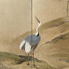Edo-Rimpa School crane screen by Yamamoto Koitsu