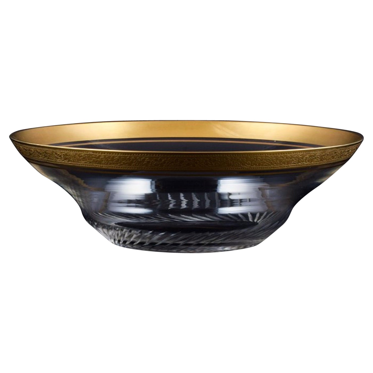 Bol en cristal à bordure dorée Rimpler Kristall, Zwiesel, Allemagne, années 1960