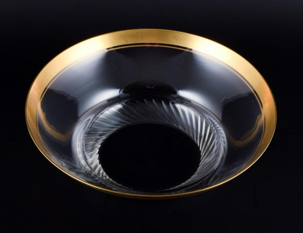 Rimpler Kristall, Zwiesel, Germany, Mouth Blown Crystal Bowl with Gold Rim In Excellent Condition For Sale In Copenhagen, DK
