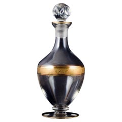 Vintage Rimpler Kristall, Zwiesel, Germany, Mouth-Blown Glass Decanter with Gold Rim