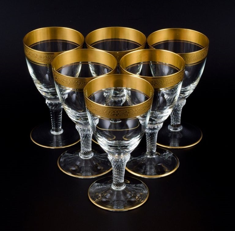Rimpler Kristall, Zwiesel, Germany, six hand-blown crystal white wine ...