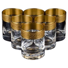 Rimpler Kristall, Zwiesel, Allemagne, six verres à shot en cristal soufflé à la bouche.