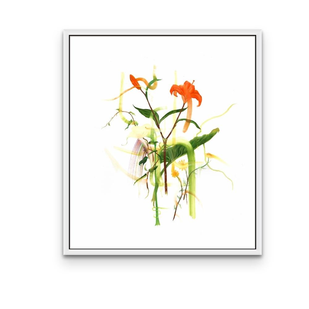 This is an Archival Pigment Print Edition on Paper.
Paper Size: 20 in x 24 in
Frame size: 21 in x 25 in
Artwork priced unframed. Please contact gallery for framing options.

About the Artwork:  
This is a rectangular floral print edition on paper