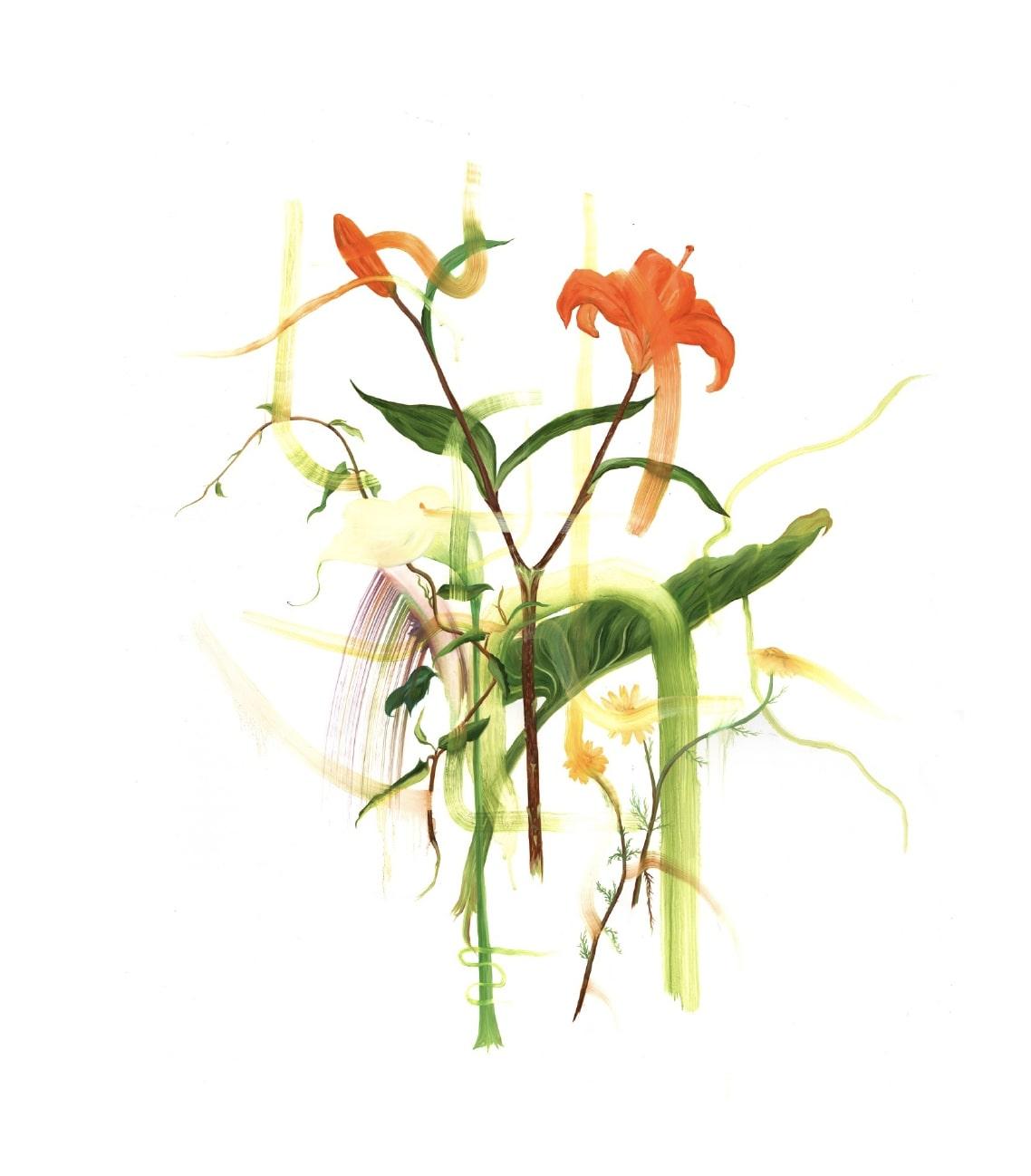 Rin Lack Abstract Print - Calla Suspension- Rectangular Floral Archival Print Edition on Paper  