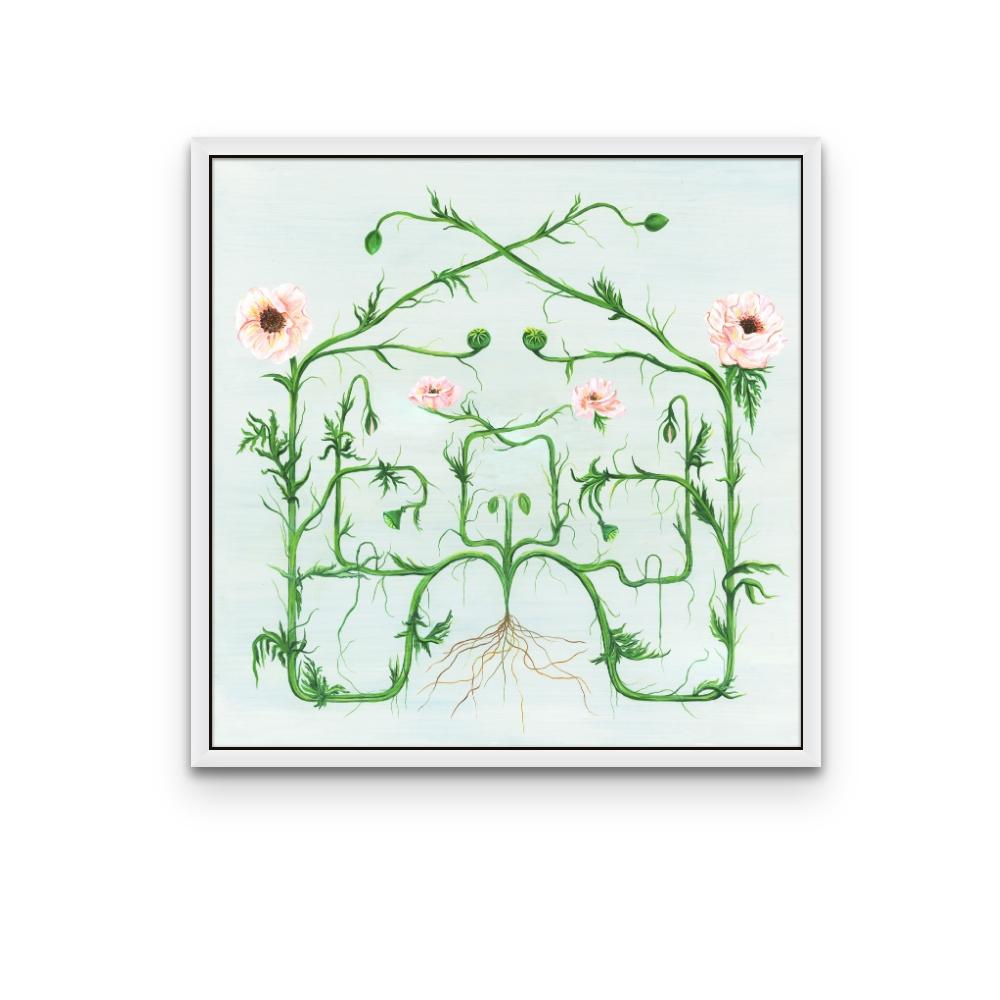 House of Flowers- Symmetrical Square Floral Archival Print Edition on Paper   For Sale 1