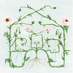 Édition d'art floral symétrique carrée « House of Flowers » sur papier  
