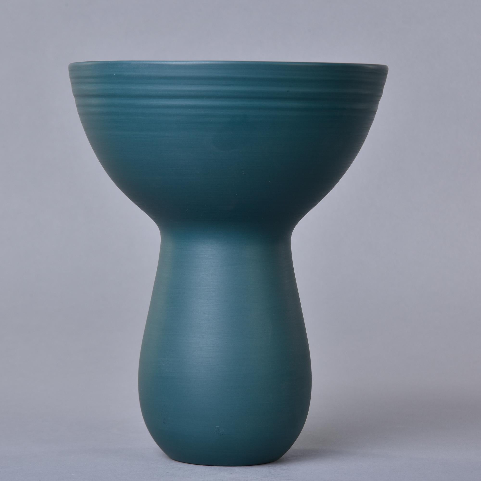 Italian Rina Menardi Bouquet Vase in Teal Green Glaze For Sale