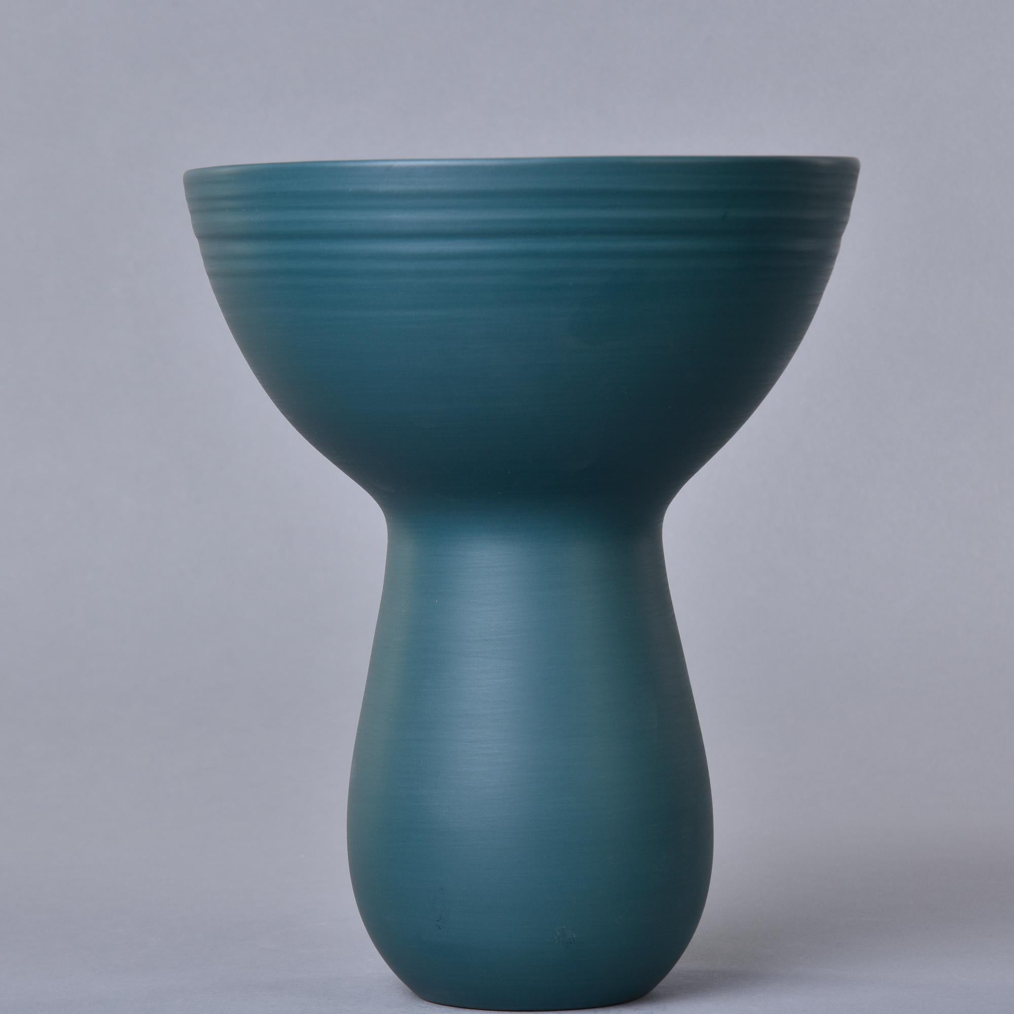 Rina Menardi Bouquet Vase in Teal Green Glaze In New Condition For Sale In Troy, MI