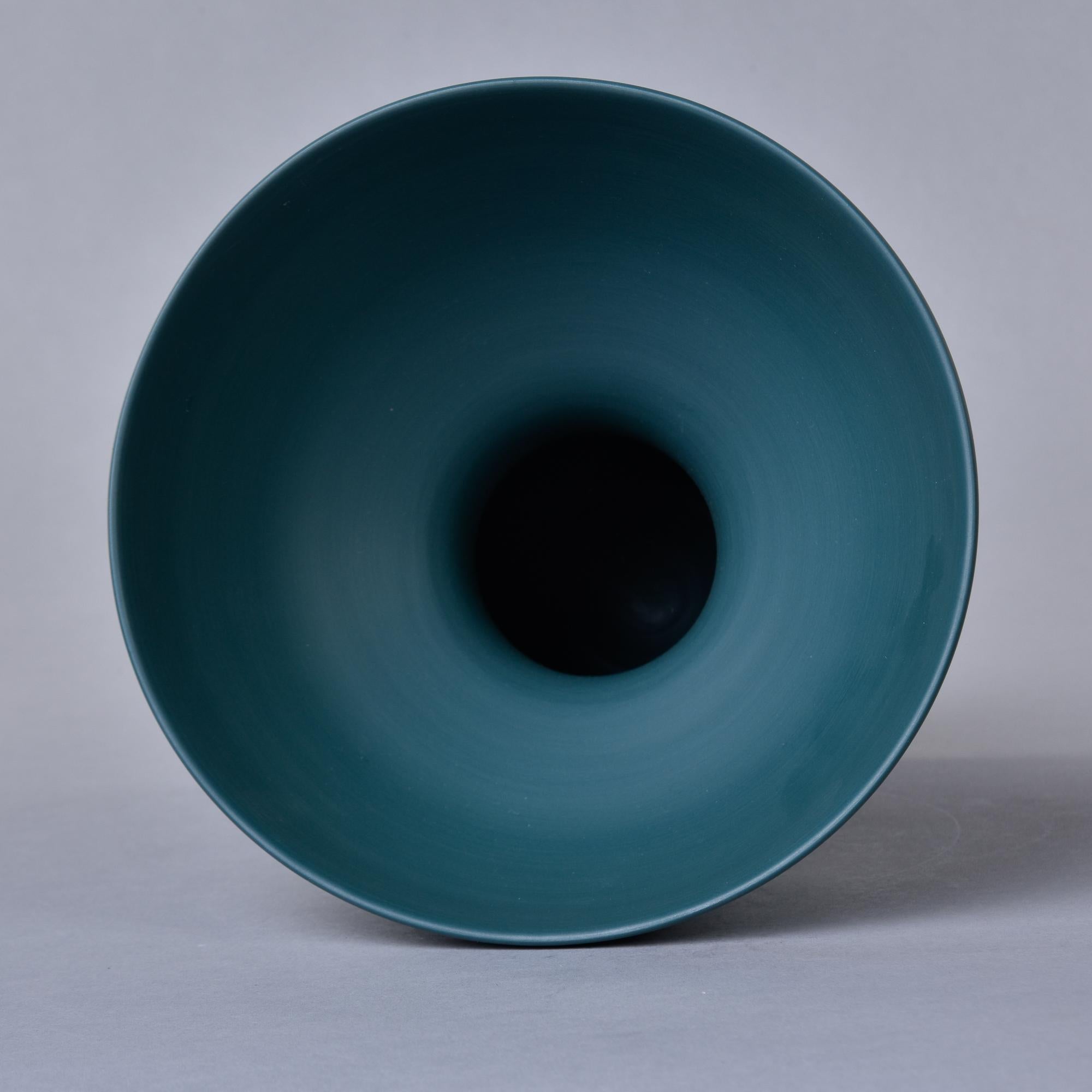 Ceramic Rina Menardi Bouquet Vase in Teal Green Glaze For Sale