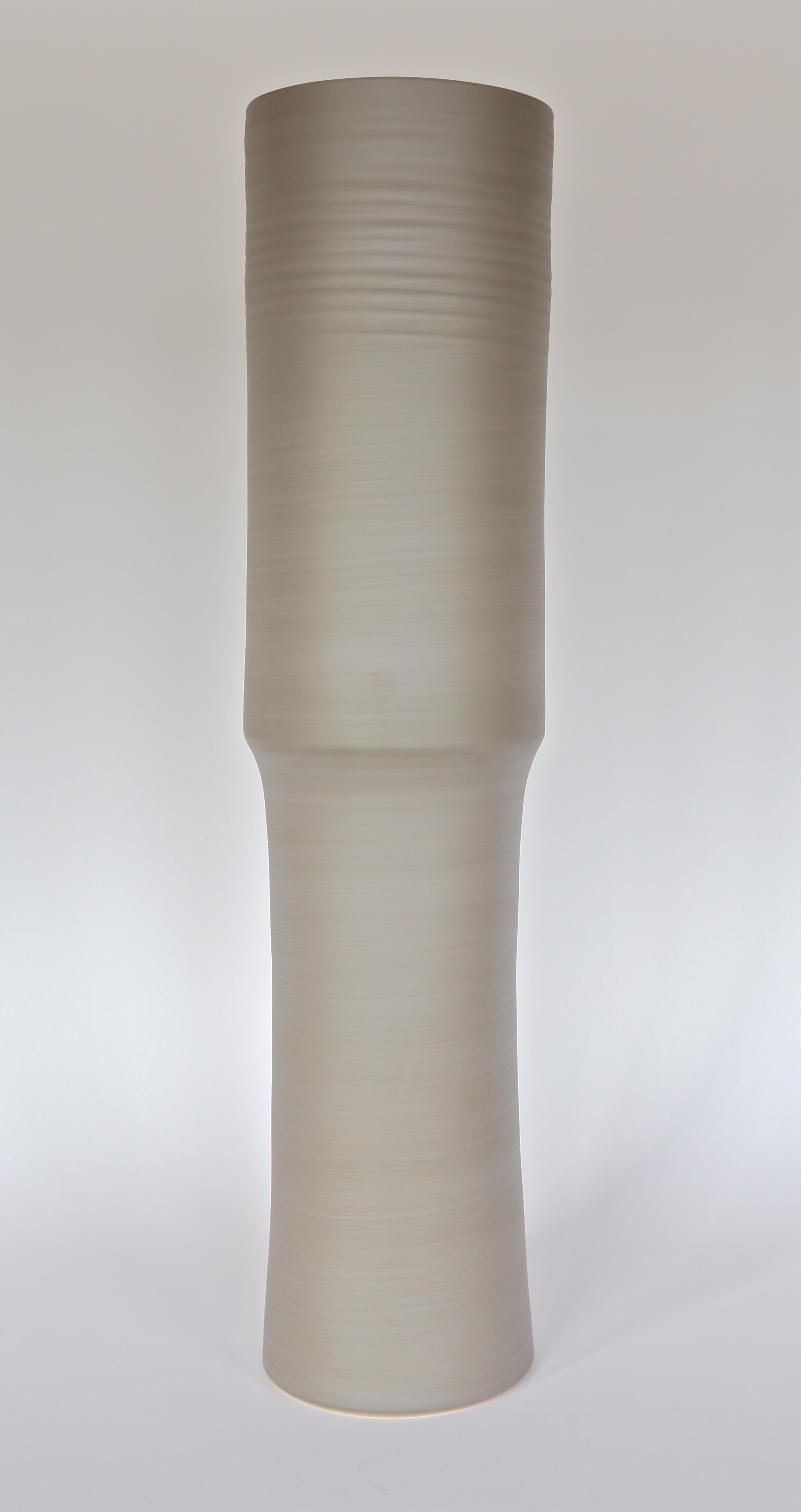 Hand-Crafted Rina Menardi Handmade Ceramic Totem Vase in Light Brown For Sale