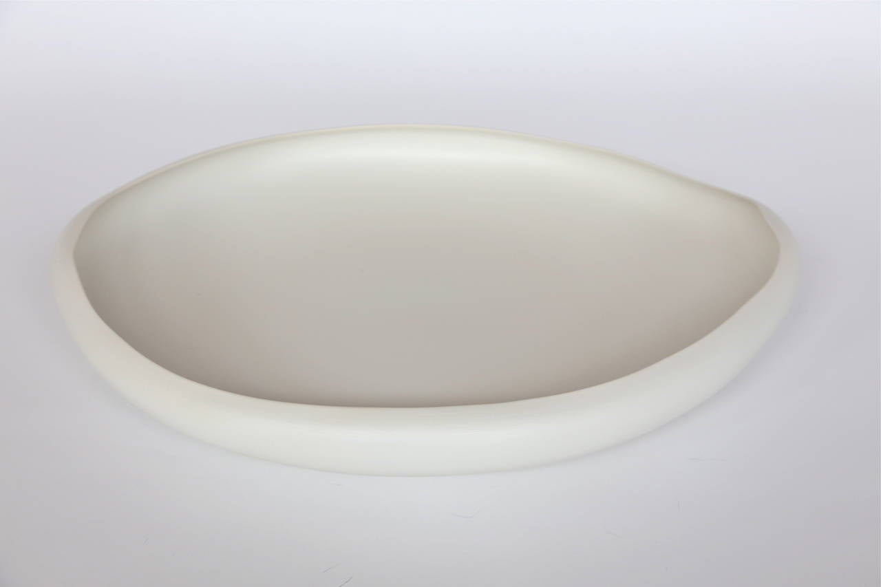 Rina Menardi Handmade Ceramic White Lagoon Trays In New Condition In Los Angeles, CA
