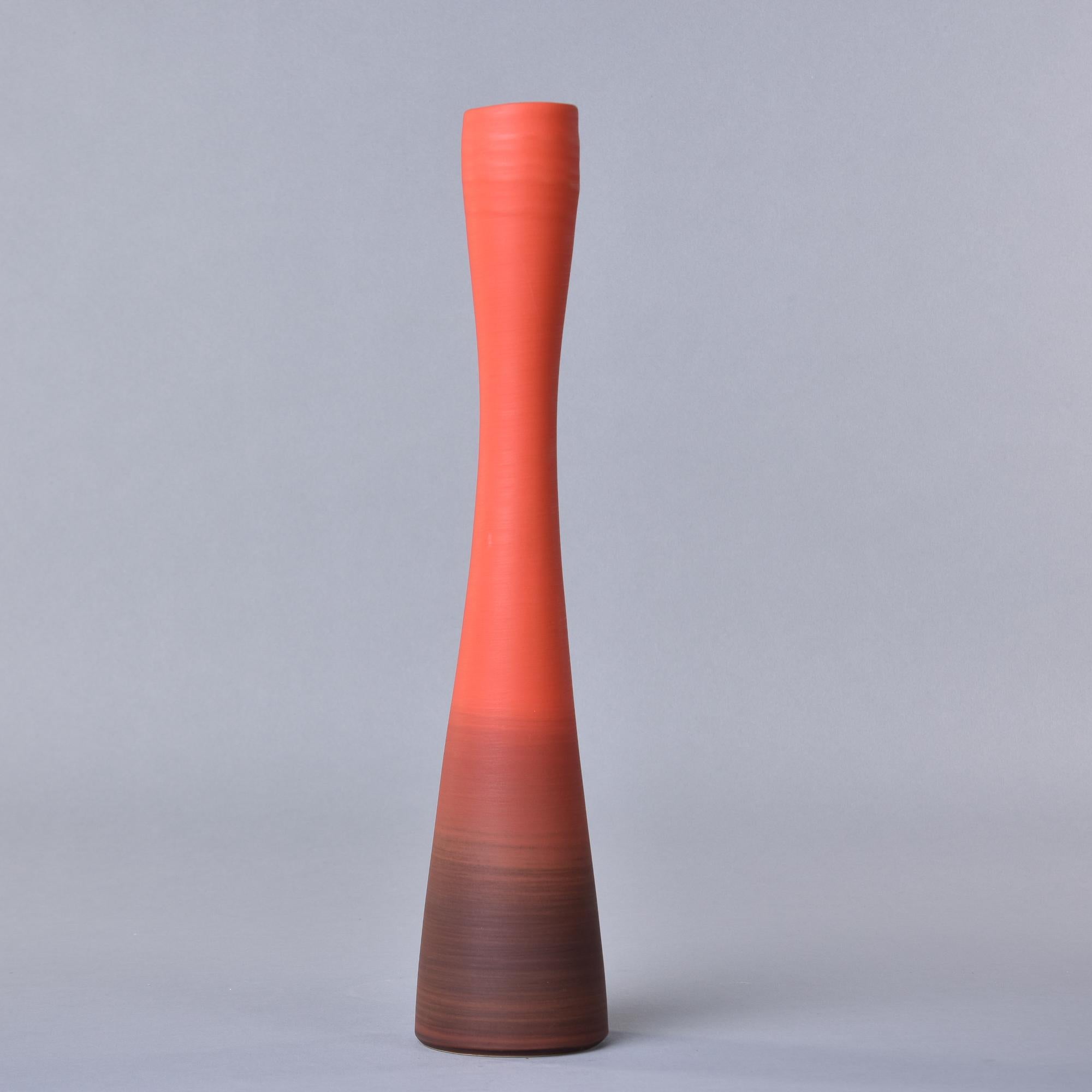 Rina Menardi Tall Flute Vase in Poppy Glaze In New Condition For Sale In Troy, MI