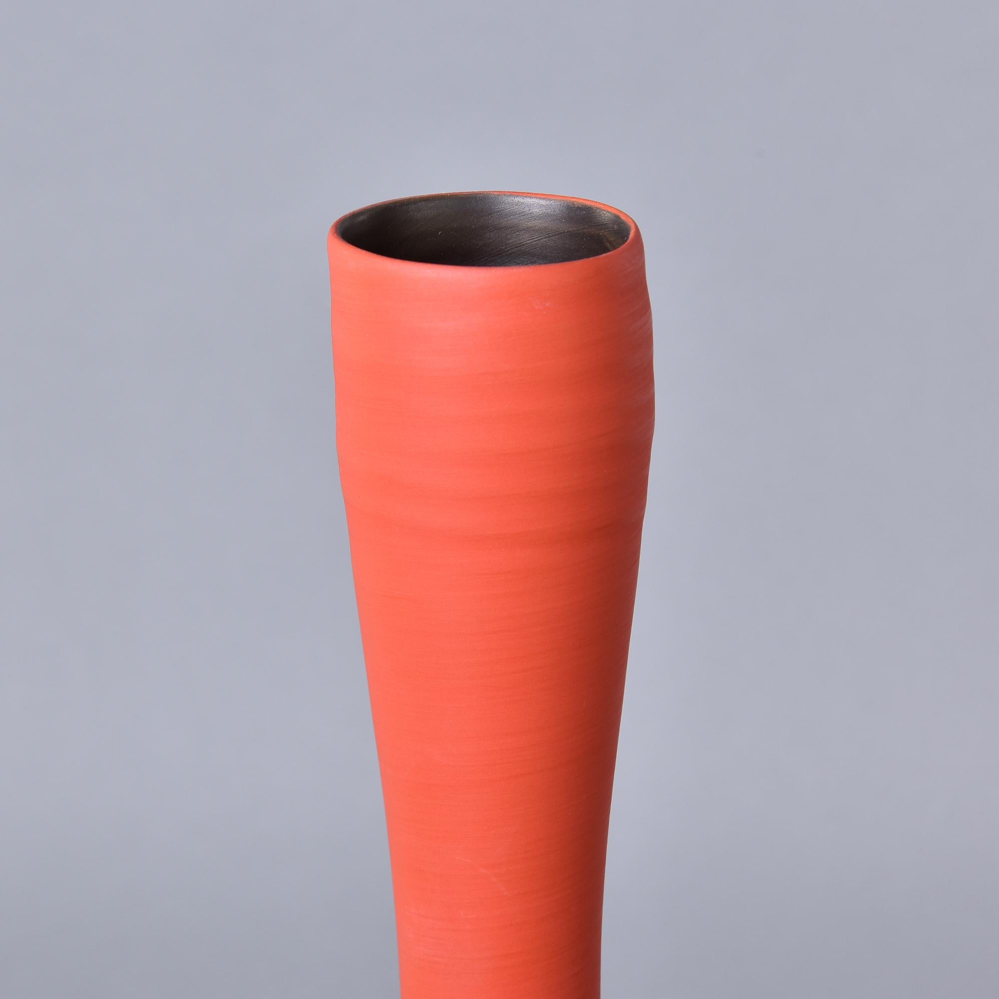 Grand vase canne à flûte Rina Menardi en glaçure coquelicot en vente 2