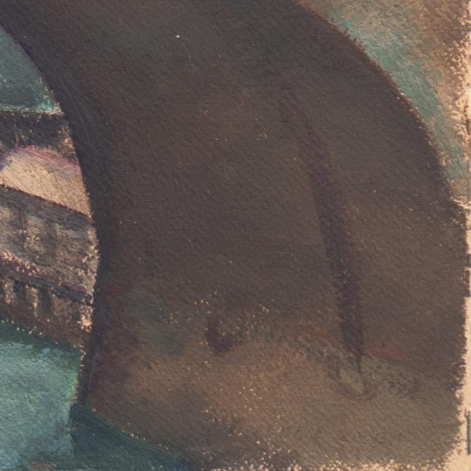 Le Pont Neuf, coucher de soleil, Paris, Académie Colarossi, Oakland, NYMOMA, SFMOMA - Painting de Rinaldo Cuneo
