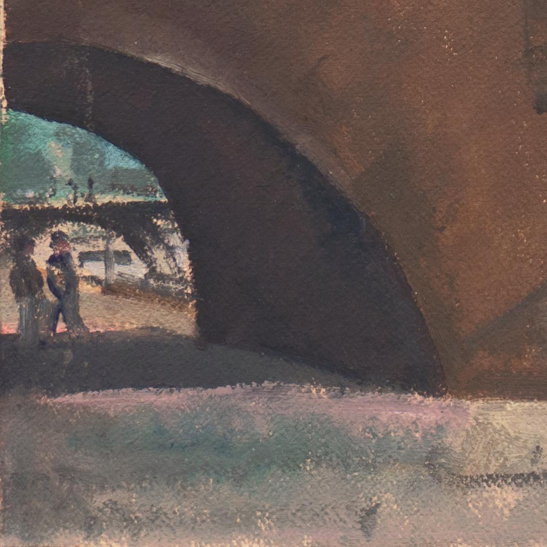 Le Pont Neuf, coucher de soleil, Paris, Académie Colarossi, Oakland, NYMOMA, SFMOMA - Moderne Painting par Rinaldo Cuneo