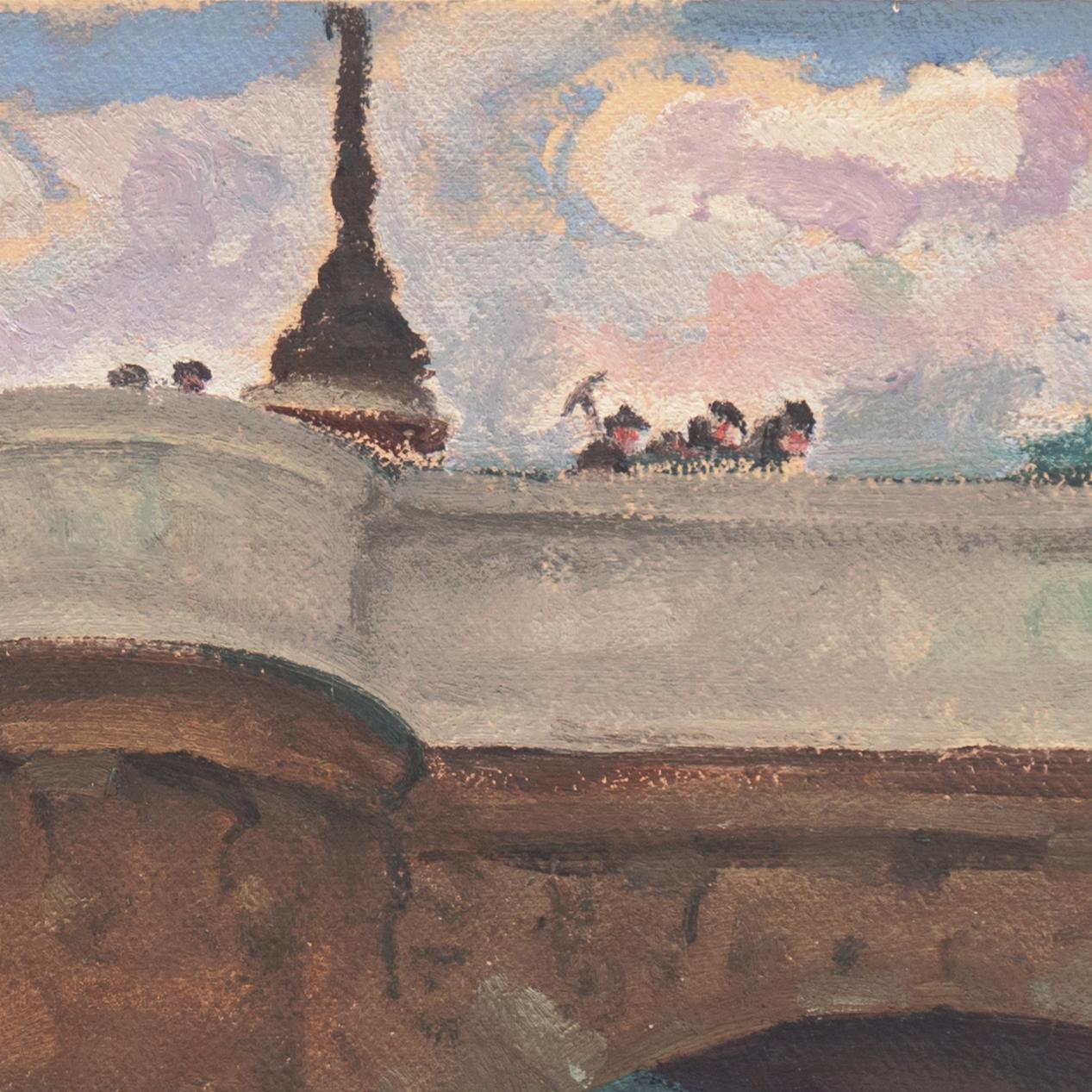 'The Pont Neuf, Sunset', Paris, Académie Colarossi, Oakland, NYMOMA, SFMOMA - Modern Painting by Rinaldo Cuneo