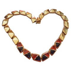 Vintage Rinaldo Gavello Fire Opal Iolite 18 Karat Yellow Gold Diamond Chocker Necklace