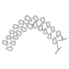 Rinaldo Gavello Round Cut Diamond Drop Motif Bracelet 18K White Gold 7.50Ctw