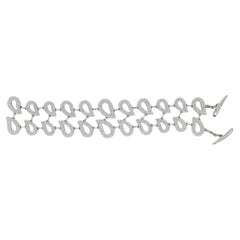 Rinaldo Gavello Round Cut Diamond Drop Motif Bracelet 18K White Gold 7.50Ctw