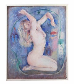 Akt – Ölfarbe von Rinaldo Geleng – 1970er Jahre