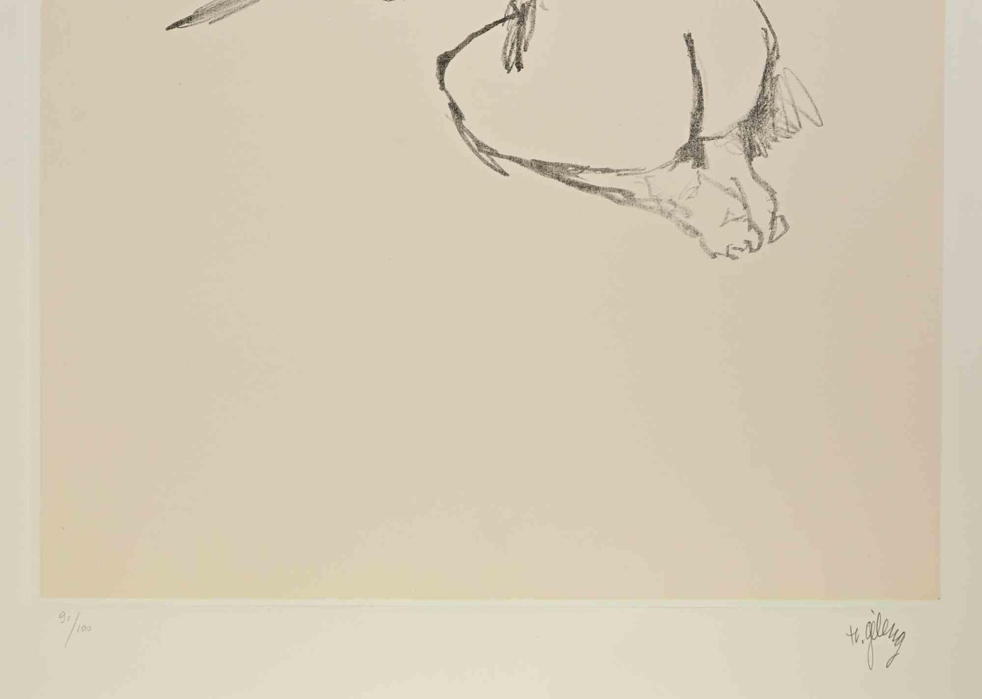 Reclined Nude - Lithograph by Rinaldo Geleng - 1970s For Sale 1
