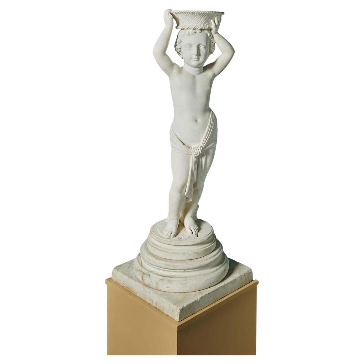 Rinaldo Rinaldi Marble Statue of a Putto For Sale