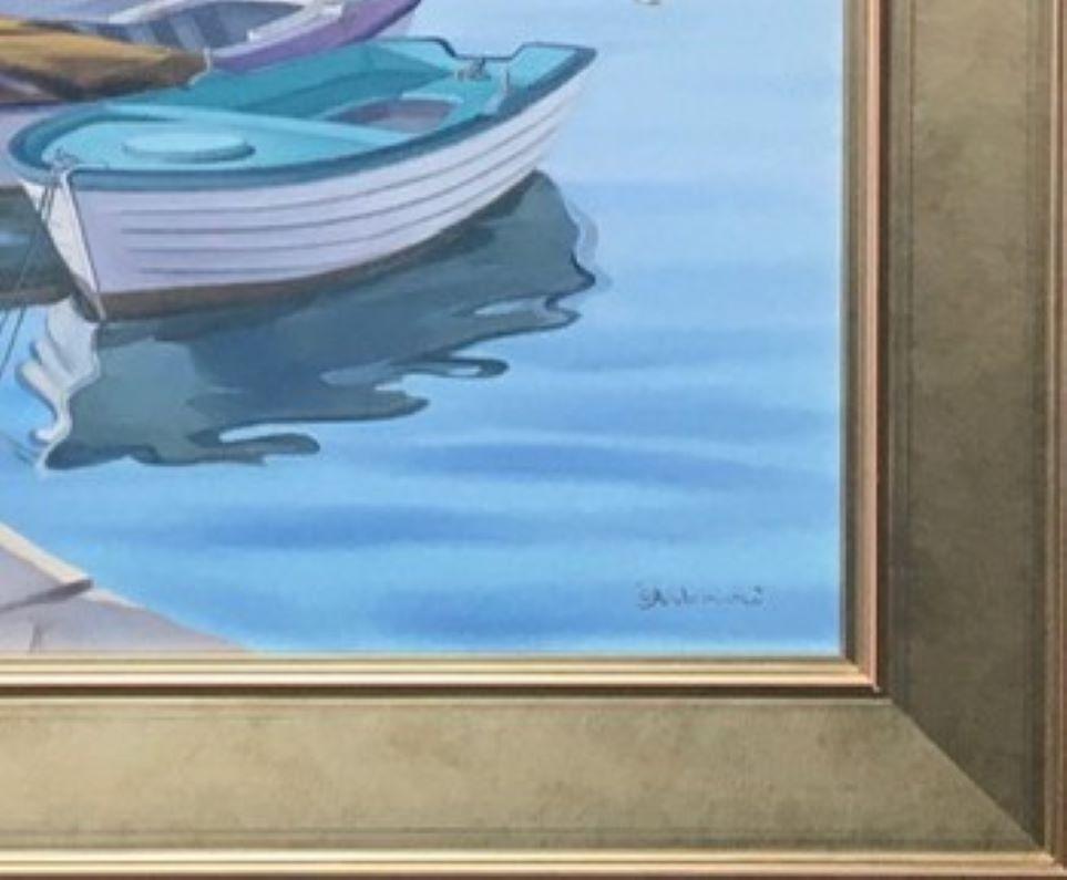 Lavender Memories, original realist marine landscape - Realist Painting by Rinaldo Skalamera