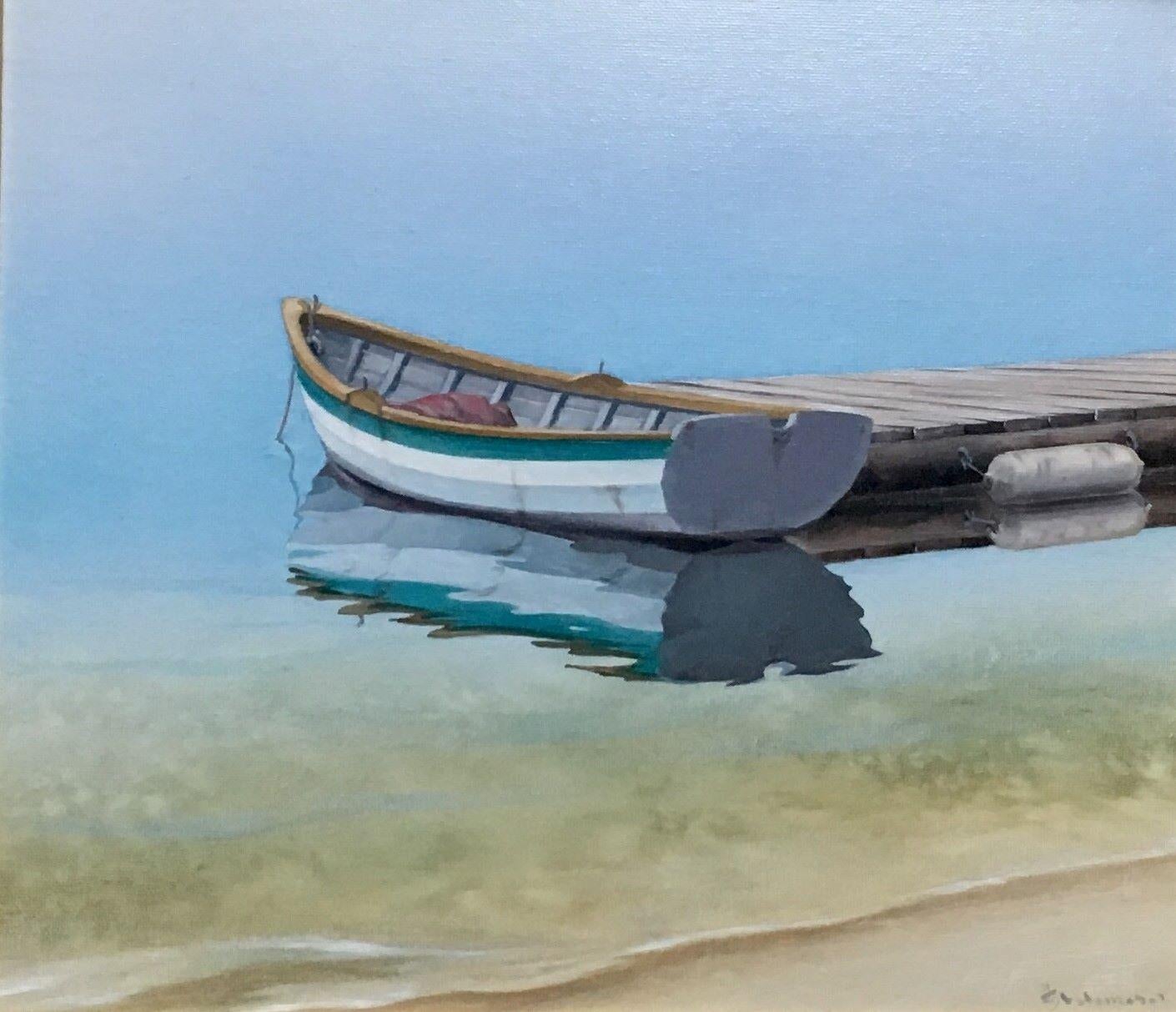 Lone Dory, original realist contemporary marine landscape - Painting by Rinaldo Skalamera